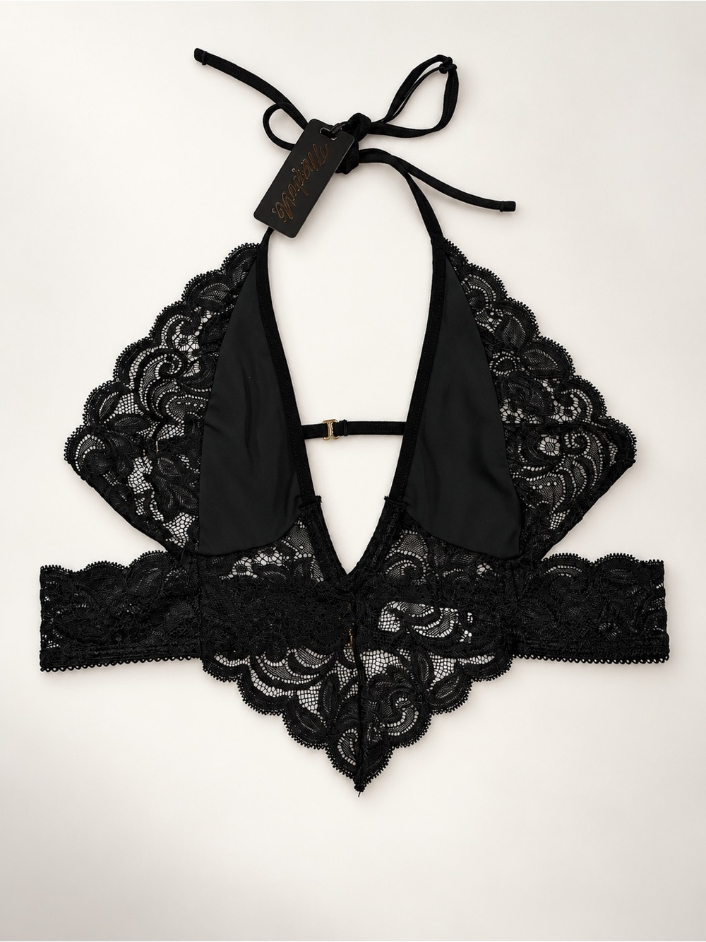 Mapalé 8505 Black Floral Lace Halter Top